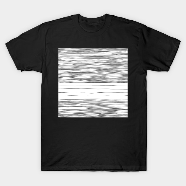 Monochrome black and white graphic stripe minimalist style T-Shirt by FrancesPoff